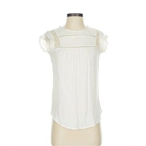 Daniel Rainn White Pleated Ruffled Blouse